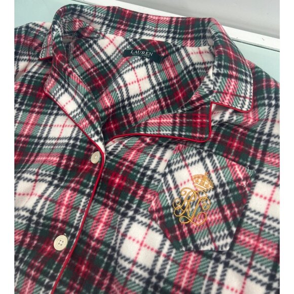 Lauren Ralph Lauren Pajama Top Shirt Sleepwear Women's Large L SOFT Comfy Tartan - Picture 3 of 8